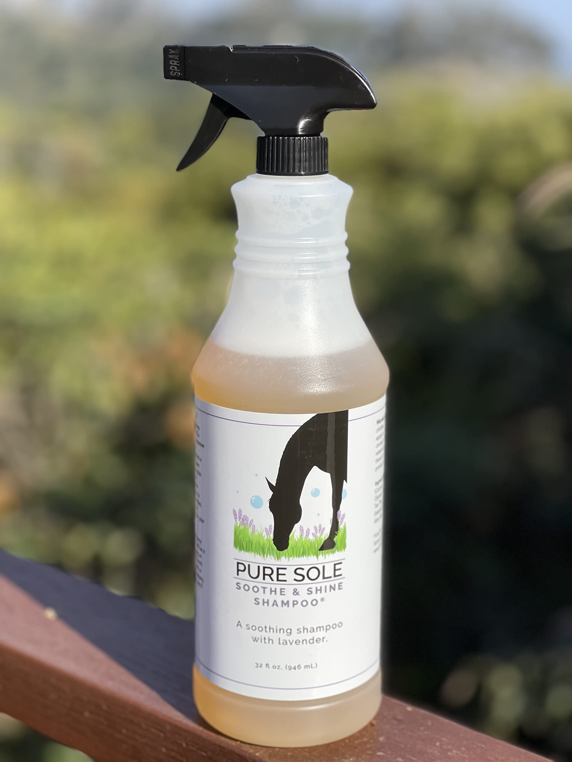 Pure Sole Soothe & Shine Shampoo - A Gentle Deep Cleaning Moisturizing Horse Shampoo - Hydrates Skin and Conditions Coat. - Perfect for Mane and Tail Too - 32 oz.