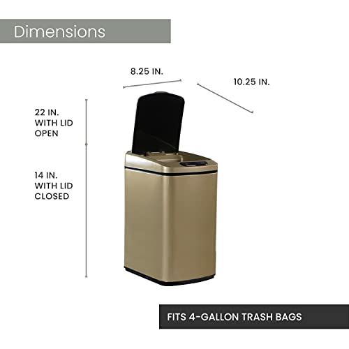 Hanover Gold 9-Liter / 2.3-Gallon Trash Can with Sensor Lid