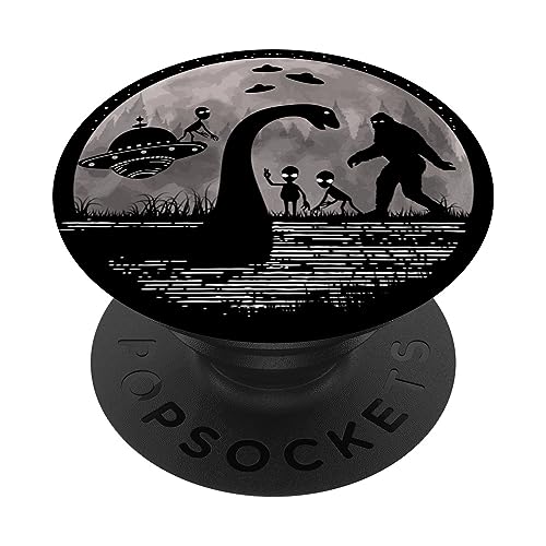 Bigfoot Loch Ness Monster Nessie Sasquatch Ufo Funny Aliens PopSockets Standard PopGrip