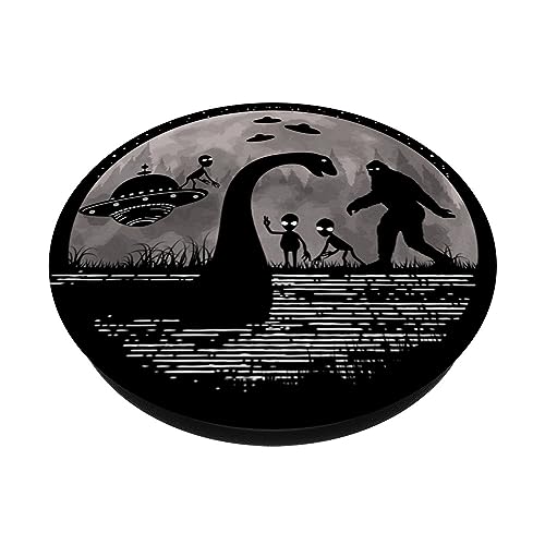 Bigfoot Loch Ness Monster Nessie Sasquatch Ufo Funny Aliens PopSockets Standard PopGrip