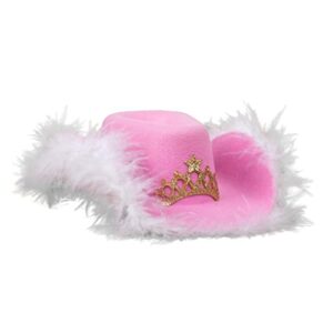 doggy parton pink cowgirl hat with tiara accent for pets - xs/s (22120705)