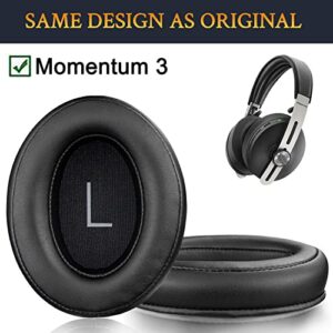 SOULWIT Protein Leather Earpads Replacement for Sennheiser Momentum 3 Wireless Noise Cancelling Over/Around-Ear Headphones, Ear Pads Cushions with Soft Noise Isolation Memory Foam