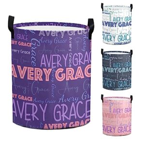 personalized laundry basket custom word art names laundry hamper collapsible durable toys organizer storage bedroom decor for boys girls adults (word art)