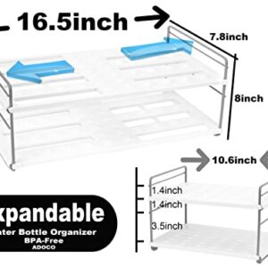 Expandable Water Bottle Organizer for Cabinet, Water Bottle Holder Storage Rack for Kitchen Pantry Organization, Height & Width Adjustable Cup Bottle Holder Shelf Organizers, Hold Up to 10 Bottles