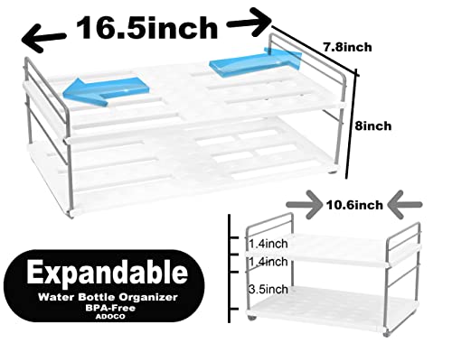 Expandable Water Bottle Organizer for Cabinet, Water Bottle Holder Storage Rack for Kitchen Pantry Organization, Height & Width Adjustable Cup Bottle Holder Shelf Organizers, Hold Up to 10 Bottles