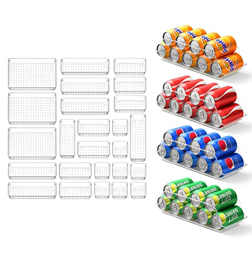 Lifewit 25 PCS Drawer Organizer and 4pcs Soda Can Pop-Top Organizer