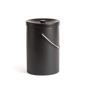 Fox Run Black Ceramic Kitchen Compost Bin for Countertops