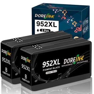 doreink 952 952xl black ink cartridge combo pack compatible replacements for hp officejet pro 8710 7740 8720 8715 8210 8740 8702 7720 8725 8700 8730 printer ink (2 black, 2pack)