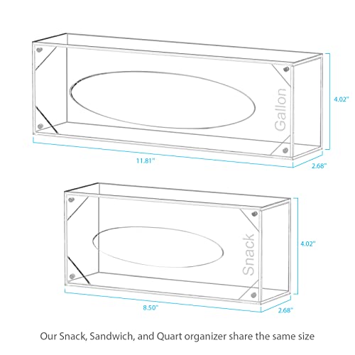 RUIDEO 4-Pack Storage Bag Organizer Compatible with Ziploc Bags, Acrylic Organizers for Kitchen Organization and Storage, Compatible with Gallon, Quart, Sandwich and Snack Size Bag, Plastic Bag Holder