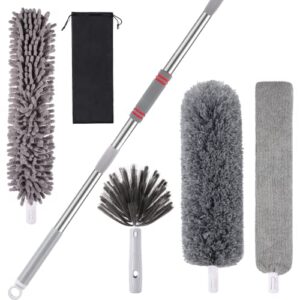 setsail dusters for cleaning, 93 inches thick aluminum duster with extension pole, with washable microfiber duster, cobweb duster, ceiling fan duster, flat gap cleaning duster for household cleaning