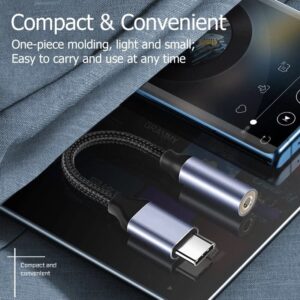 USB C to 3.5mm Female Headphone Jack Adapter, USB Type C to Aux Audio Dongle Cable Cord Hi-Fi DAC Chip Compatible for Samsung Galaxy Huawei Type-C (Grey)