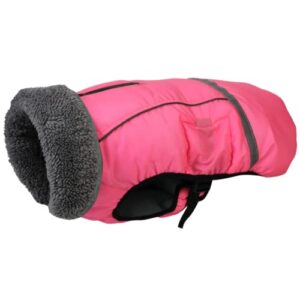 doglay dog winter coat with thicken furry collar, fleece lining reflective warm dog jacket, waterproof adjustable dog clothes for cold weather, soft puppy vest apparel for small medium large dogs