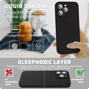 ABITKU Silicone Phone Case for iPhone 14 Pro- Includes 1 Screen Protectors, Soft Anti-Scratch Microfiber Lining - 6.1 inch, Black