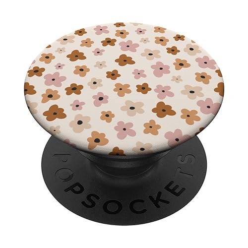 Neutral Floral Print In Muted Brown, Pink And Beige Flowers PopSockets Standard PopGrip