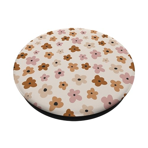 Neutral Floral Print In Muted Brown, Pink And Beige Flowers PopSockets Standard PopGrip