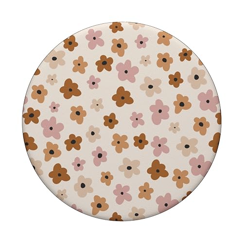 Neutral Floral Print In Muted Brown, Pink And Beige Flowers PopSockets Standard PopGrip