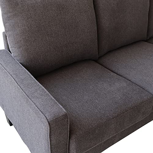 Harper & Bright Designs Modern Upholstered 3-seat Sofa Couch with with Storage Box, Metal Frame and Solid Wood Legs for Living Room Bedroom Office (3 Seat, Dark Grey)