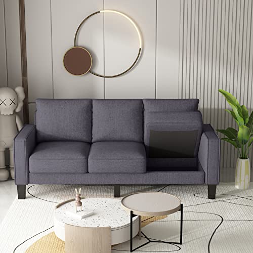 Harper & Bright Designs Modern Upholstered 3-seat Sofa Couch with with Storage Box, Metal Frame and Solid Wood Legs for Living Room Bedroom Office (3 Seat, Dark Grey)