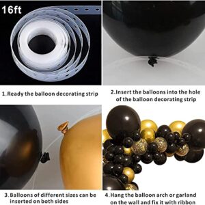 Gold and Black Balloon Garland Kit, 104Pcs Black and Gold Balloons Party Decorations 4 Size Black Gold Latex Party Balloons for Black and Gold Birthday Decorations, New Years, Wedding, Graduation