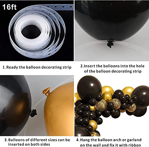 Gold and Black Balloon Garland Kit, 104Pcs Black and Gold Balloons Party Decorations 4 Size Black Gold Latex Party Balloons for Black and Gold Birthday Decorations, New Years, Wedding, Graduation