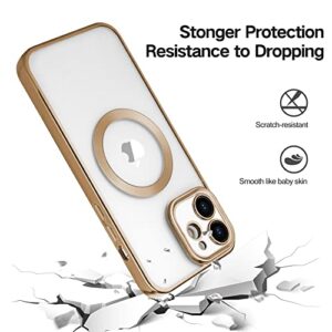 KANGHAR for iPhone 12 Case Magnetic [Support Magsafe Charger] Wireless Anti-Scratch Shockproof Clear Four Corner Cushion Screen Protector Anti-Dropping Full Body Protection Cover-Gold