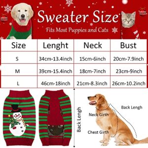 JUNEBRUSHS 4 Pack Dog Christmas Sweaters, Xmas Dog Holiday Sweaters Puppy Clothes Dog Christmas Outfits Winter Warm Pet Santa Snowman Reindeer Snowflake Sweater for Small Medium Cats Dogs