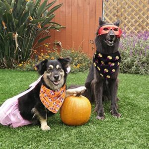 2Pcs Halloween Dog Bandanas,Pet Holiday Pumpkin Ghost Themed Pattern Bandanas,Scarf Triangle Bib Neckerchief Set for Dogs and Cats Costume Accessories