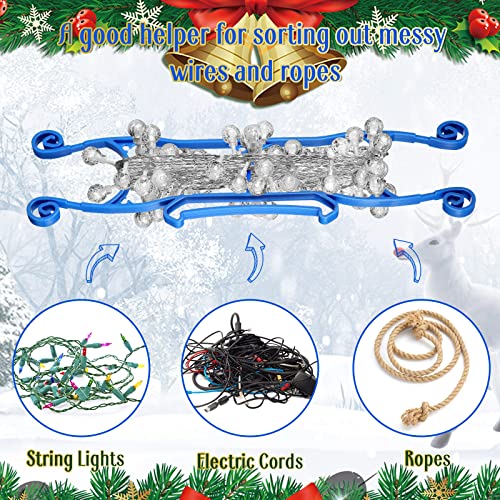 Vicenpal Christmas Lights Storage Holder, Holiday All-purpose Light Cord Wind up Organizer for String Lights, Extension Cords, Magnet Fishing Rope (Blue, Set of 6)