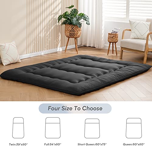 Futon Mattress Mattress Topper Twin Japanese Floor Mattress Memory Foam Tatami Foldable Sleeping Mattresses Camping Mattress,Black