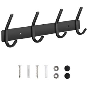 joly fang coat rack wall mounted, 17 inch coat hook for hanging, heavy duty stainless steel coat hanger wall mount for entryway bathroom kitchen ( 4 hooks )