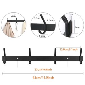 JOLY FANG Coat Rack Wall Mounted, 17 inch Coat Hook for Hanging, Heavy Duty Stainless Steel Coat Hanger Wall Mount for Entryway Bathroom Kitchen ( 4 Hooks )