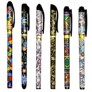 lopenle 12pcs fancy floral pens retro pens flower pens vintage boho patterns gel pens black ink 0.5mm for school office christmas party.…