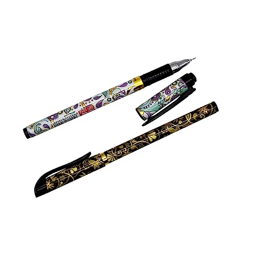 Lopenle 12PCS Fancy Floral Pens Retro Pens Flower Pens Vintage Boho Patterns Gel Pens Black Ink 0.5mm For School Office Christmas Party.…