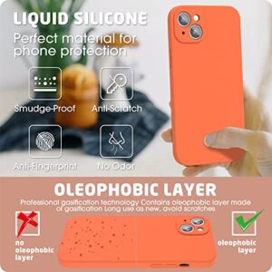 ABITKU Silicone Phone Case for iPhone 14 - Includes Screen Protectors, Soft Anti-Scratch Microfiber Lining - 6.1 inch, Marigold Orange