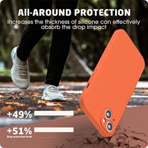 ABITKU Silicone Phone Case for iPhone 14 - Includes Screen Protectors, Soft Anti-Scratch Microfiber Lining - 6.1 inch, Marigold Orange