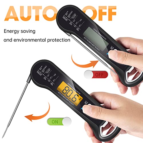 OWOXER Digital Meat Thermometer, Instant Read Food Thermometer with Probe, Waterproof Cooking Thermometer with Backlight, Professional Grill Thermometer for Kitchen, Outdoor and BBQ