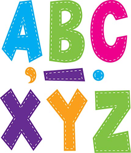 Teacher Created Resources Multi Bright Stitch 7" Fun Font Letters & Colorful Stripes Straight Rolled Border Trim - 50ft