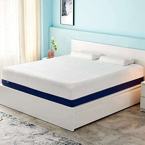 IYEE NATURE King Mattress, 14 inch Cooling-Gel Memory Foam Mattress in a Box, Breathable Bed for Restful Sleep, King Size Mattress 76" X 80" X 14"