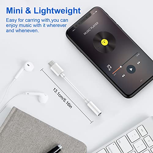 Type C to 3.5mm Headphone Adapter,USB C to 3.5 Headphone Jack Aux Adapter,Universal Digital Chip Type-c to Aux Cable Compatible with Redmi note11pro/Samsung Galaxy S22 S21 S20/Huawei P50 Pro and More