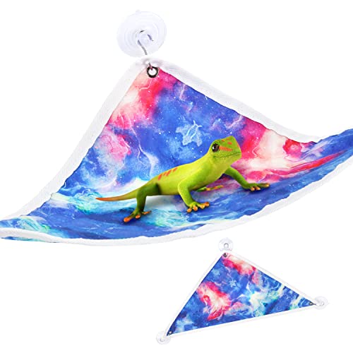 Reptile Hammock Swing Hanging Bed, Lizards Hammocks, Bearded Dragon Lounger, Terrarium with Suction Cups Habitat Decor Hammock for Climbing Chameleon Hermit Crab Lizards Birds Gecko