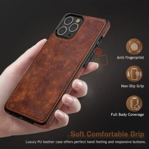 LOHASIC for iPhone 14 Pro Max Leather Case Compatible with Magsafe, Slim Luxury PU Non-Slip Grip Rugged Bumper Shockproof Full Body Protective Cover Phone Cases for iPhone 14 Pro Max 6.7" - Brown