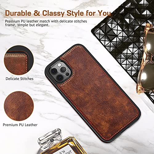 LOHASIC for iPhone 14 Pro Max Leather Case Compatible with Magsafe, Slim Luxury PU Non-Slip Grip Rugged Bumper Shockproof Full Body Protective Cover Phone Cases for iPhone 14 Pro Max 6.7" - Brown