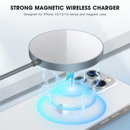 Magnetic Wireless Charger - Magnet Charging Pad Compatible with iPhone 14/14 pro/14 plus/14 pro max/ 13/13 pro/13 pro max/12 pro max - Mag-Safe Charger for AirPods 3/2/Pro with USB-C 20W PD Adapter