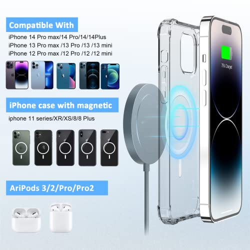 Magnetic Wireless Charger - Magnet Charging Pad Compatible with iPhone 14/14 pro/14 plus/14 pro max/ 13/13 pro/13 pro max/12 pro max - Mag-Safe Charger for AirPods 3/2/Pro with USB-C 20W PD Adapter