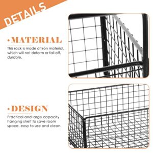 Hemoton Bathroom Towel Rack Grid Basket: Wall Wire Basket with Towel Bar Wall Organizer Shelf Iron Towel Holder for Home Office Wall Storage