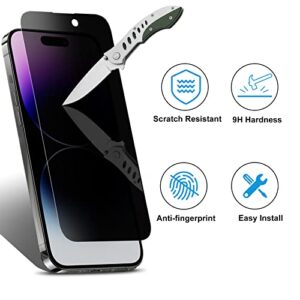 Esanik [3+2 Pack Privacy Screen Protector for iPhone 14 Pro 6.1" Anti-Spy Tempered Glass + Camera Lens Protector, Installation Frame, 9H Hardness, Case Friendly, Easy Installation, Bubble Free