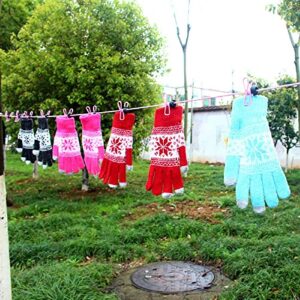 Travel Clothesline,Portable Clothesline with 12pcs Clips,Camping Clothesline for Outdoor and Indoor Use (Pink)