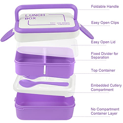 MOFELE Bento Box Adult Lunch Box, Bento Box For Adults, 2 Layer BPA-Free Bento Box With Bag, Utensils, 3 Compartment Bento Box With Handle, Microwave/Dishwasher Safe Cute Bento Box