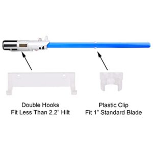 LEKUSHA Horizontal Lightsaber Wall Mount Holder Light Saber Display Rack Hook Stand, Compatible for Any Lightsaber, Clear Pack of 2