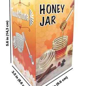 Touchstone Honey Jars with Dipper for Kitchen, Unbreakable Food Grade Acrylic Material, Honey Pot With Spoon, Tarro De Miel Con Cuchara. Honey holder, (3.5" x 5.6") (10 fl oz)